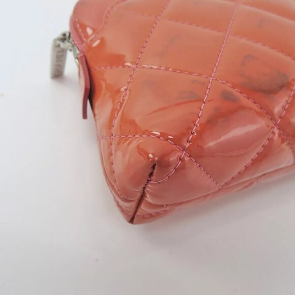 Authentic CHANEL Orange Patent Leather CC Long Wallet Zipper Coin - Picture 8 of 11